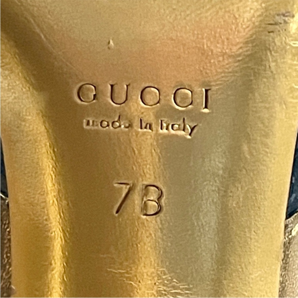 Gucci Rare Tom Ford Runway snakeskin slides, reptilian heel, blk & gold, 7, EUC - Picture 16 of 16
